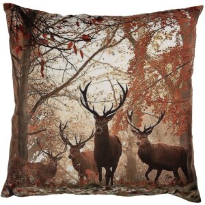 Poszewka na poduszkę Clayre & Eef motyw jelenia brązowy pomarańczowy 45x45 cm styl country