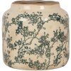 Doniczka Clayre & Eef beżowo-zielona Ø16x15cm ceramiczna styl wiejski vintage