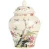 Clayre & Eef 6CE2141 Garnek dekoracyjny z pokrywką ceramiczny beżowo-różowy Ø 12x18 cm