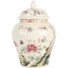 Clayre & Eef 6CE2141 Garnek dekoracyjny z pokrywką ceramiczny beżowo-różowy Ø 12x18 cm