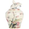 Clayre & Eef 6CE2141 Garnek dekoracyjny z pokrywką ceramiczny beżowo-różowy Ø 12x18 cm