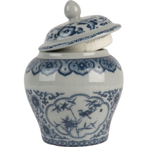 Clayre & Eef 6CE2143 Garnek dekoracyjny z pokrywką ceramiczny szaroniebieski Ø 9x13 cm