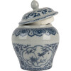 Clayre & Eef 6CE2143 Garnek dekoracyjny z pokrywką ceramiczny szaroniebieski Ø 9x13 cm