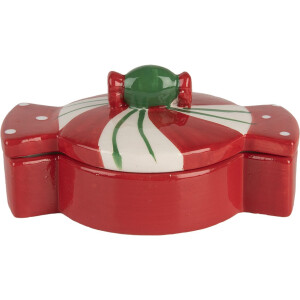 Clayre & Eef 6CE2148 Garnek z pokrywką ceramiczny czerwony 14x10x8 cm styl wiejski