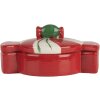 Clayre & Eef 6CE2148 Garnek z pokrywką ceramiczny czerwony 14x10x8 cm styl wiejski