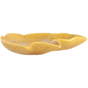Clayre & Eef 6CE2151 Miska Liść Botaniczny Wzór Żółty 14x13x2 cm Ceramika