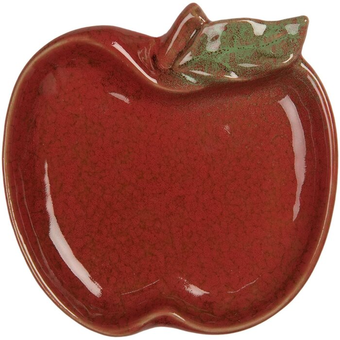 Clayre & Eef 6CE2153 Miska Jabłko Ceramika Czerwony Zielony 13x13x2 cm