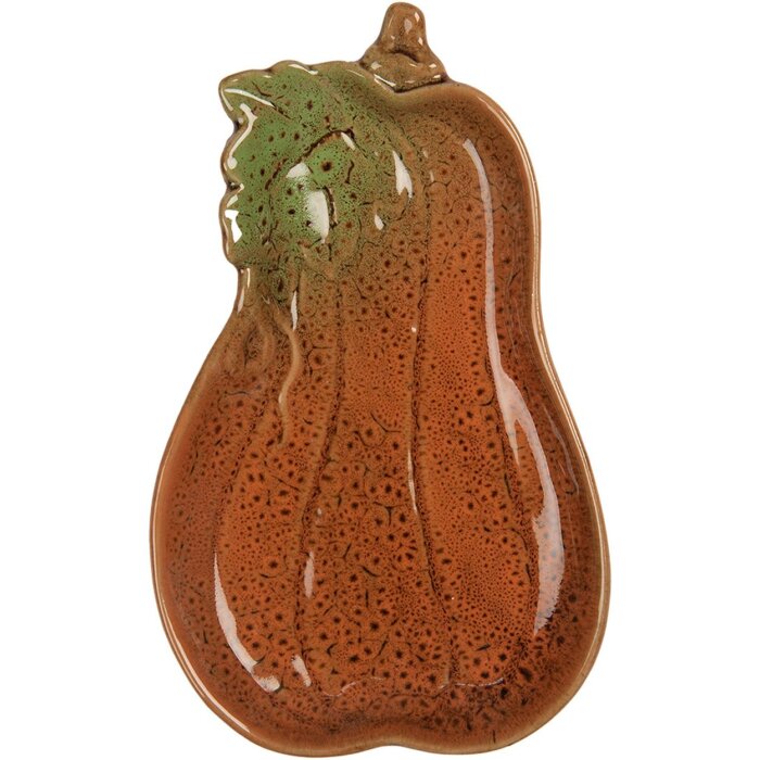 Clayre & Eef 6CE2155 Miska Dynia Ceramika Pomarańczowa Zielona 17x10x2 cm