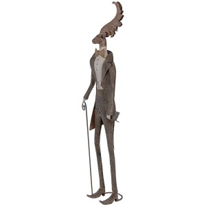 Clayre & Eef Figurka Dekoracyjna Renifer Wiejski Brązowo-Szara 84 cm
