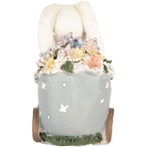 Clayre & Eef 6PR5148 Dekoracja Królik Biały Różowy 11x6x10 cm Styl wiejski