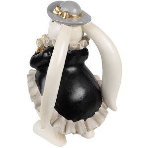 Clayre & Eef 6PR5150 Dekoracja Królik Biały Czarny Złoty 14x13x22 cm