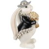 Clayre & Eef 6PR5150 Dekoracja Królik Biały Czarny Złoty 14x13x22 cm