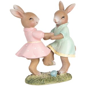 Clayre & Eef 6PR5437 Dekoracja Królik 8x3x8 cm Beżowy Różowy Miętowy Zielony