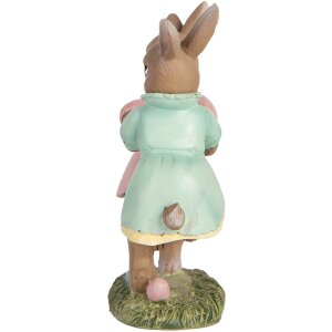 Clayre & Eef 6PR5437 Dekoracja Królik 8x3x8 cm Beżowy Różowy Miętowy Zielony