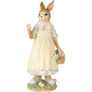 Clayre & Eef 6PR5449 Dekoracja Królik Beżowy Żółty 15x12x32 cm
