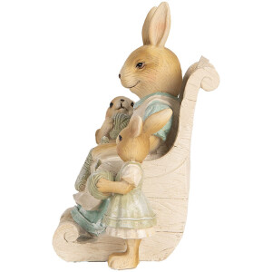 Clayre & Eef 6PR5451 Dekoracja Królik beżowo-zielony 18x11x17 cm polyresin