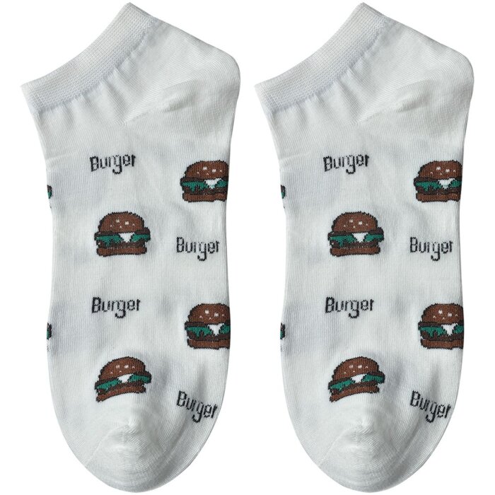 Juleeze JZSSK0019 Skarpetki do trampek Burger Motif Biały Rozmiar 36-41