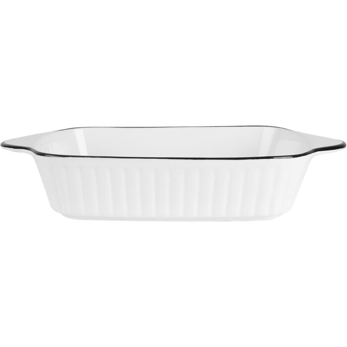 Clayre & Eef 6CE2165 Miska biała czarna 26x15x5 cm 550 ml ceramiczna prostokątna