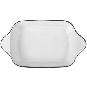 Clayre & Eef 6CE2165 Miska biała czarna 26x15x5 cm 550 ml ceramiczna prostokątna