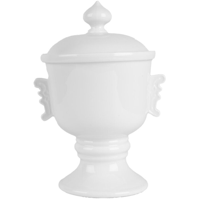 Clayre & Eef 6CE2170 Pojemnik do przechowywania z pokrywką ceramiczny biały Ø 12x17 cm 125 ml