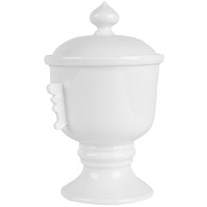 Clayre & Eef 6CE2170 Pojemnik do przechowywania z pokrywką ceramiczny biały Ø 12x17 cm 125 ml