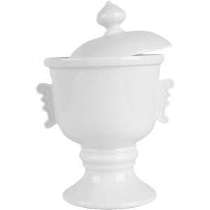 Clayre & Eef 6CE2170 Pojemnik do przechowywania z pokrywką ceramiczny biały Ø 12x17 cm 125 ml