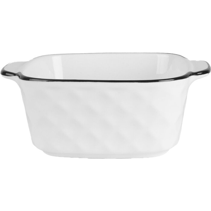 Clayre & Eef 6CEBO0212 Miska biała czarna 15x12x5 cm 400 ml ceramiczna nowoczesna