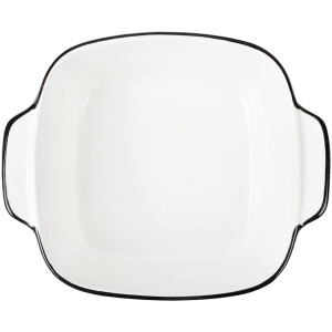 Clayre & Eef 6CEBO0212 Miska biała czarna 15x12x5 cm 400 ml ceramiczna nowoczesna