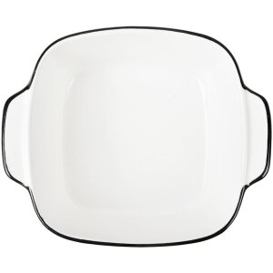 Clayre & Eef 6CEBO0213 Miska ceramiczna biała czarna 15x12x5 cm 400 ml Modern