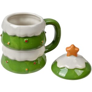 Clayre & Eef Ceramiczny Kubek Świąteczny z Pokrywką...