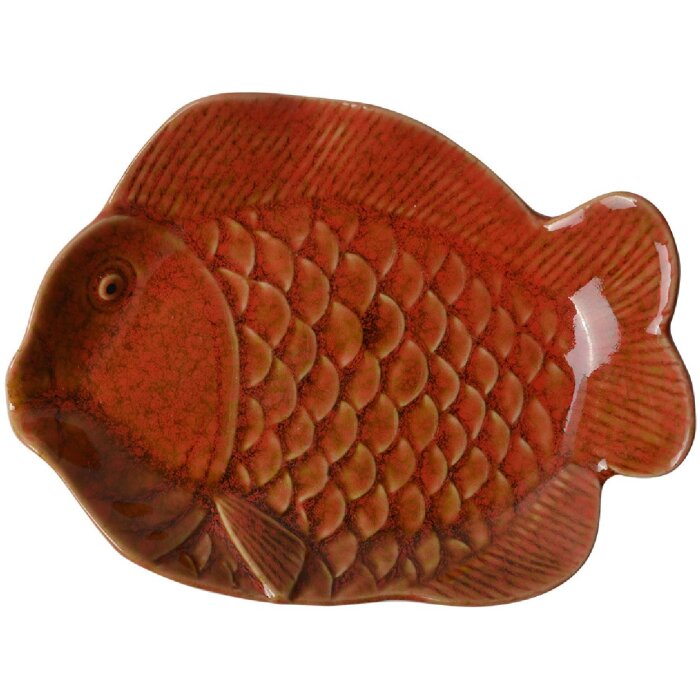 Clayre & Eef 6CE2162 Miska Ryba Ceramiczna Pomarańczowa 16x11x3 cm