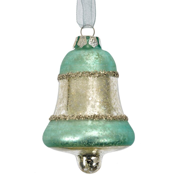 Clayre & Eef 6GL4710BL Szklana zawieszka świąteczna Niebieska Ø 5x9 cm Styl wiejski