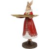 Clayre & Eef 6PR5359 Dekoracja Królik z miską Beżowy Czerwony Złoty 18x17x31 cm