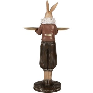 Clayre & Eef 6PR5360 Dekoracja Królik z miską beżowo-brązowy 18x17x31 cm