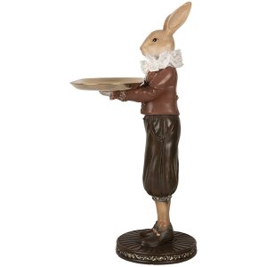 Clayre & Eef 6PR5360 Dekoracja Królik z miską beżowo-brązowy 18x17x31 cm
