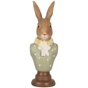Clayre & Eef 6PR5364 Dekoracja Popiersie Królik Brązowy Zielony 6x5x18 cm polyresin