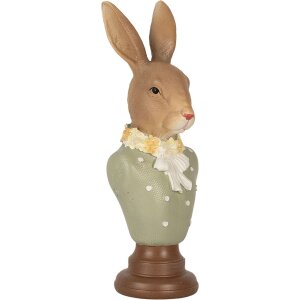 Clayre & Eef 6PR5364 Dekoracja Popiersie Królik Brązowy Zielony 6x5x18 cm polyresin