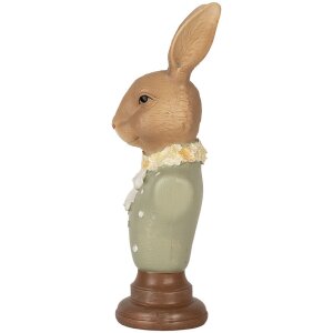 Clayre & Eef 6PR5364 Dekoracja Popiersie Królik Brązowy Zielony 6x5x18 cm polyresin