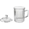Clayre & Eef Kubek szklany z pokrywką 250 ml żebrowany