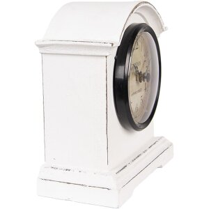 Clayre & Eef 6KL0831 Zegar stołowy biało-brązowy 13x7x14 cm szkło drewno styl wiejski