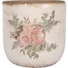 Clayre & Eef 6CE1981XL Doniczka beżowo-różowa Ø 20x19 cm Ceramika w stylu wiejskim