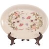 Clayre & Eef 6CE2030 Dekoracyjny Talerz Beżowo-Różowy 25x18 cm