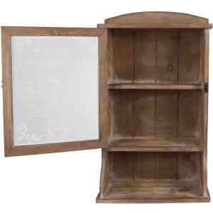 Clayre & Eef 50812 Szafka ścienna 32x15x54 cm Vintage regał brązowy z szklaną frontem