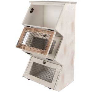 Clayre & Eef 5H0732 Szafka ścienna Półka ścienna w stylu country biały brąz 33x25x61 cm