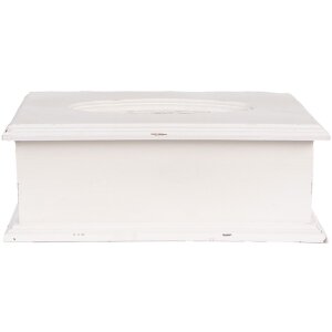Clayre & Eef 6H2396 Pudełko na chusteczki higieniczne białe drewno 28x16x10 cm styl vintage