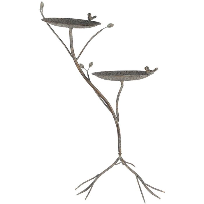 Clayre & Eef Poidło dla ptaków 6Y5656 Fontanna w stylu antycznym z metalu zielona brązowa 38x43x78 cm
