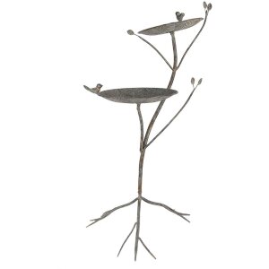 Clayre & Eef Poidło dla ptaków 6Y5656 Fontanna w stylu antycznym z metalu zielona brązowa 38x43x78 cm