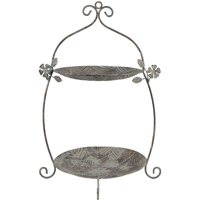 Clayre & Eef 6Y5657 Etażer 34x32x50 cm Zielony Brąz Antyczny Metal Styl Vintage