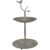 Clayre & Eef 6Y5658 Metalowy etażer zielono-brązowy Ø 26 x 48 cm 2 poziomy w stylu antycznym