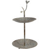 Clayre & Eef 6Y5658 Metalowy etażer zielono-brązowy Ø 26 x 48 cm 2 poziomy w stylu antycznym